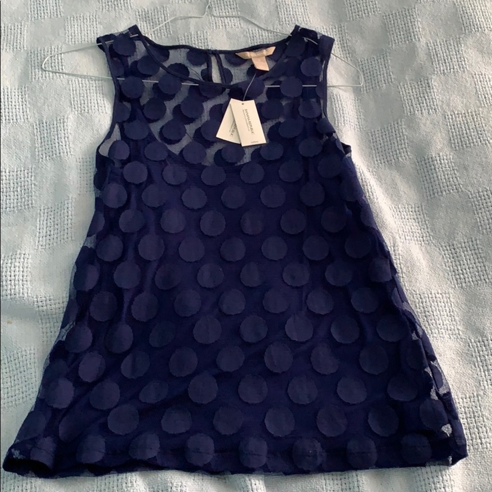 Navy Blue NEW Banana Republic Polka Dot Tank Top